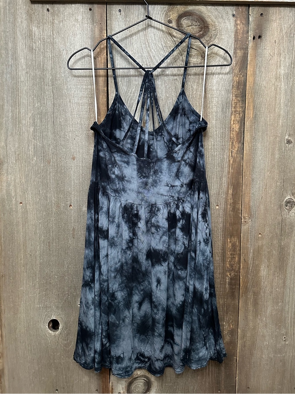 American Eagle Soft & Sexy Tie Dye Strappy Sun Dress in Black Blue Size Medium - Picture 3 of 17